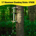 Climbing Sticks, 17” Lightweight Aluminium Hunting Climbing Sticks w/Silent Design, Tree Stand Sticks w/Pivoting V-Brackets & 20” Rope Aiders,