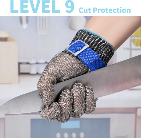 ARCLIBER Level 9 Cut Resistant Glove Stainless Steel Wire Metal Mesh Butcher Glove for Meat Cutting Oyster Shucking Chopping and Peeling Small