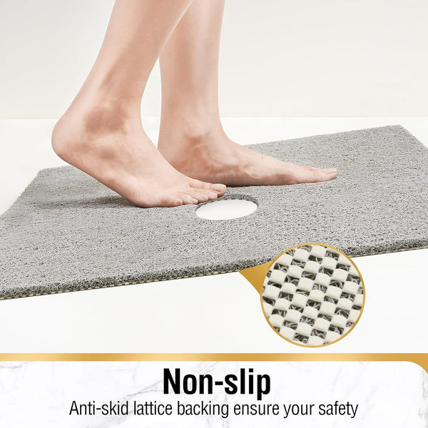 HITSLAM Square Shower Mat, 24 x 24 Inch Non Slip Bath Mat for Tub, Soft PVC Loofah Bathtub Mats with Drain Holes, Quick Drying Bathroom Stall