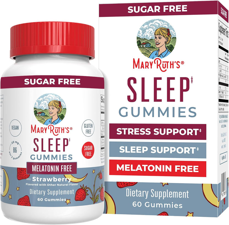 Maryruth Organics Sleep Gummies | Sugar Free | NO Melatonin | L Theanine | Lemon Balm Leaf | Chamomile | Vitamin B6 | Relaxation & Sleep Support |