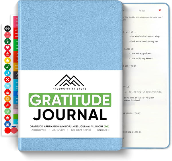PRODUCTIVITY STORE Gratitude & Self-Care Journal - Guided Mindfulness & Mental Health Journal All-In-One with Prompts for Self Discovery - Daily