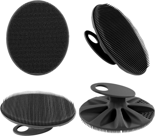 INNERNEED Soft Silicone Body Scrubber Handheld Shower Cleansing Brush, Gentle Exfoliating and Massage for All Kinds of Skin (Black)