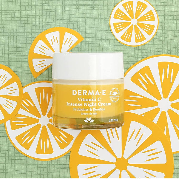 DERMA-E Vitamin C Intense Night Cream, 2 Oz, Brightening and Hydrating Facial Skin Renewing Cream, Anti-Aging Overnight Face Moisturizer for