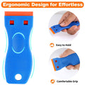 KUSUFEFI Plastic Razor Blade Scraper, 2PCS Scraper Tool with 60PCS Plastic Blades, Cleaning Scraper Remover for Stickers, Decals, Adhesive,