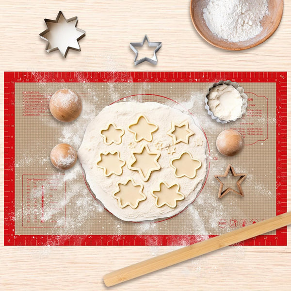 Silicone Pastry Mat - 26"X16" Non Slip Baking Mat with Measurements, Extra Large Dough Mats for Counter, Ideal for Rolling Dough, Fondant, Pizza,