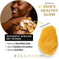 BELLANOMI African Exfoliating Net Sponge, Authentic, Ethically sourced from Nigeria, 45 inches Long, Back Scrubber for Daily use (Yellow)
