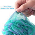 Amazerbath Loofah Sponge 75G/Piece, Exfoliating Bath Sponge Body Scrubber - Loofa Set of 4 Flower Color (Large, Green-Purple)