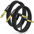 HOSONGIN 1/4 Inch TRS Instrument Cable 15 feet 2-Pack, Straight-to-Right Angle 6.35mm Male Stereo Audio Cord, Balanced Interconnect Line for
