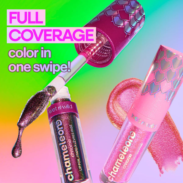 wet n wild Chameleon Chrome Lip Foil, Bold Light-Reflecting Pigments, Multidimensional Shine, Non-Sticky Smooth Formula,Vegan & Cruelty-Free -