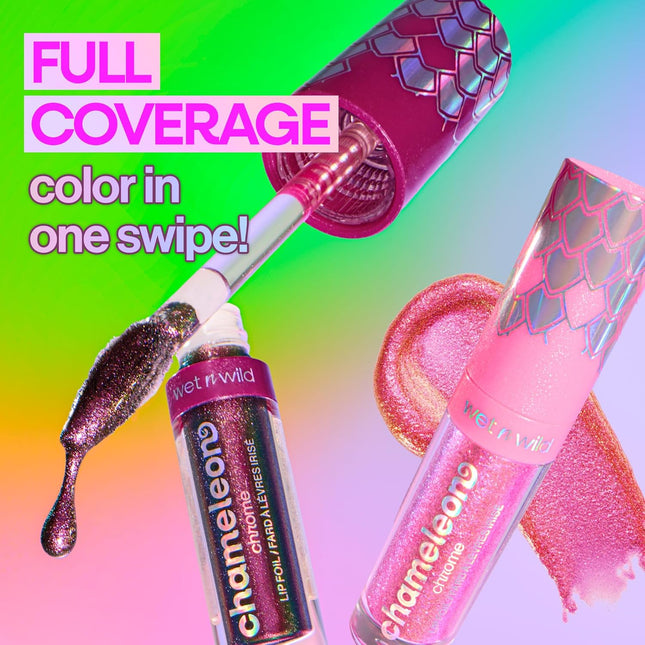 wet n wild Chameleon Chrome Lip Foil, Bold Light-Reflecting Pigments, Multidimensional Shine, Non-Sticky Smooth Formula,