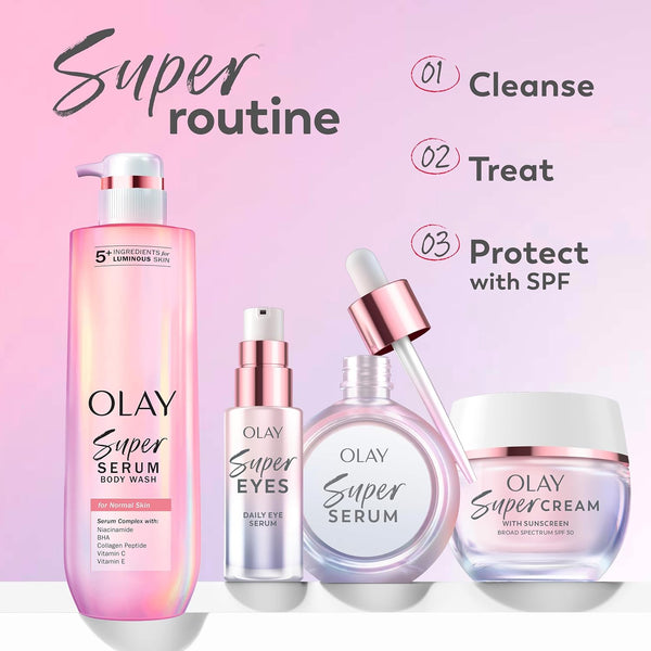 Olay Super Serum - Glow Serum for Face - Activated Niacinamide, Vitamin C & E, Collagen Peptide, AHA - 5-in-1 Benefits - Brightens, Hydrates,