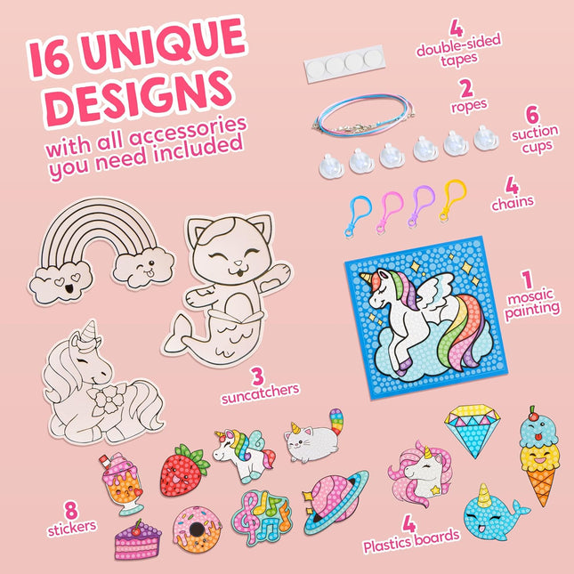 Klever Kits 16 Projects Gem Painting, Kids Diamond Gem Painting Kit with 5D Gem,