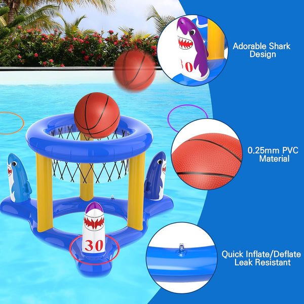 Pool Games Toys Set for Kids, Floating Pool Basketball Hoops & Pool Ring Toss Game, Swimming Pool Toys for Kids Ages 4-8 8-12, Teens, Adults and