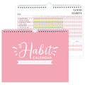 Habit Tracker Journal - Undated Weekly & Monthly Planner with Spiral Binding12Months, 8.5"x11' Pink Pink Habit Tracker