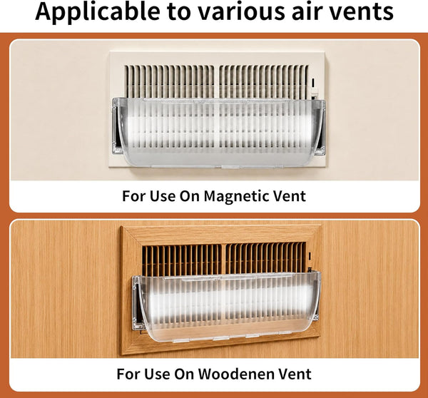 2 Pack Air Vent Deflector, Adjustable Magnetic Heat Deflector for Vents | 8.5"–15" Adjustable,Magnetic Installation,Fits Floor,Wall & Ceiling