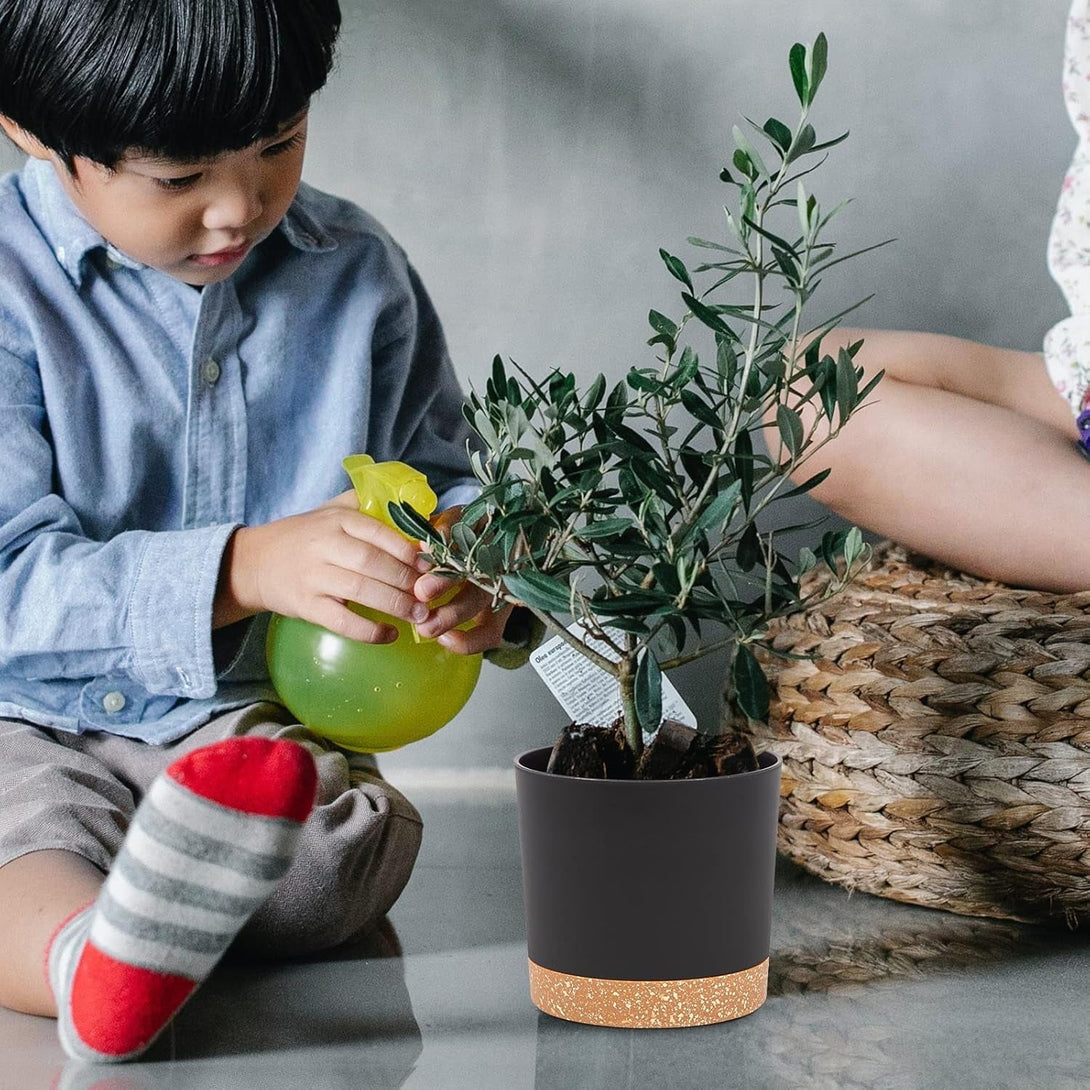 QCQHDU 5 Inch Plant Pot, 2 Pack Planters for Indoor Plants with Drainage Holes & Saucer, Outdoor Flower Pots Home Garden Modern Decor
