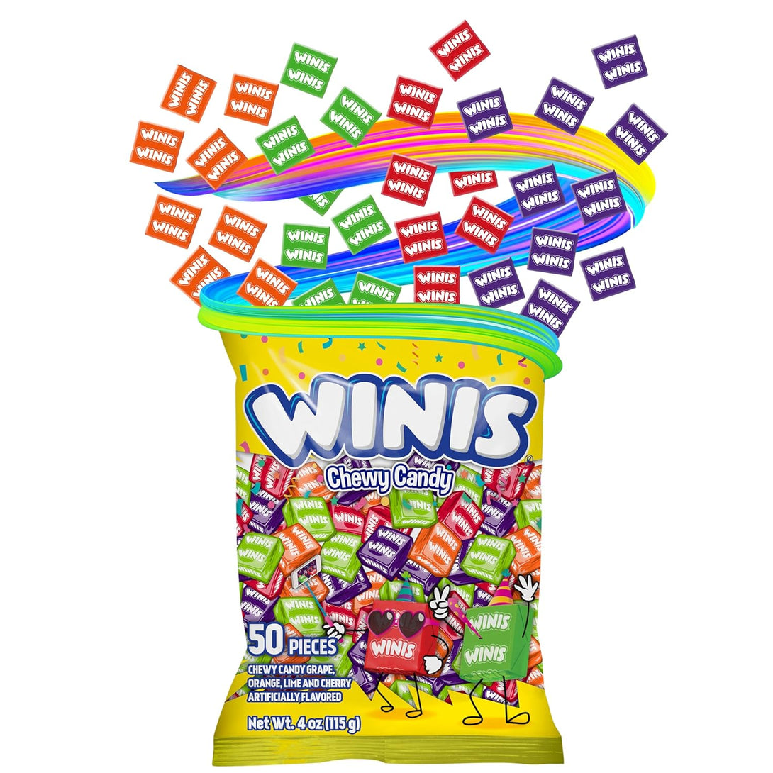 Chewy Candy Winis Original Variety Bag – Taffy Candy 50 Individually Wrapped Pieces- Size 4 Oz Bag Assorted Easter Candy Mix