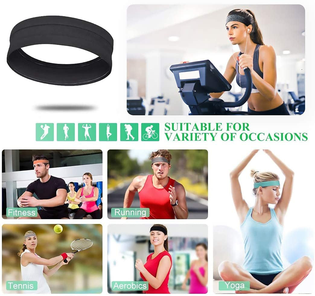 6Pack Sweat Bands Headbands for Women Workout, Women'S Fashion Non Slip Headband, Moisture Wicking Sweatband for Sports Running Athletic Yoga
