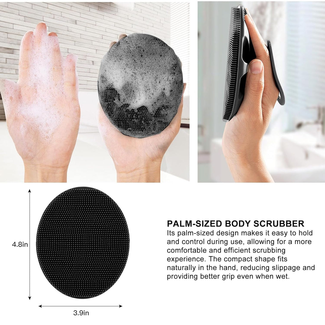 INNERNEED Soft Silicone Body Scrubber Handheld Shower Cleansing Brush, Gentle Exfoliating and Massage for All Kinds of Skin (Black)