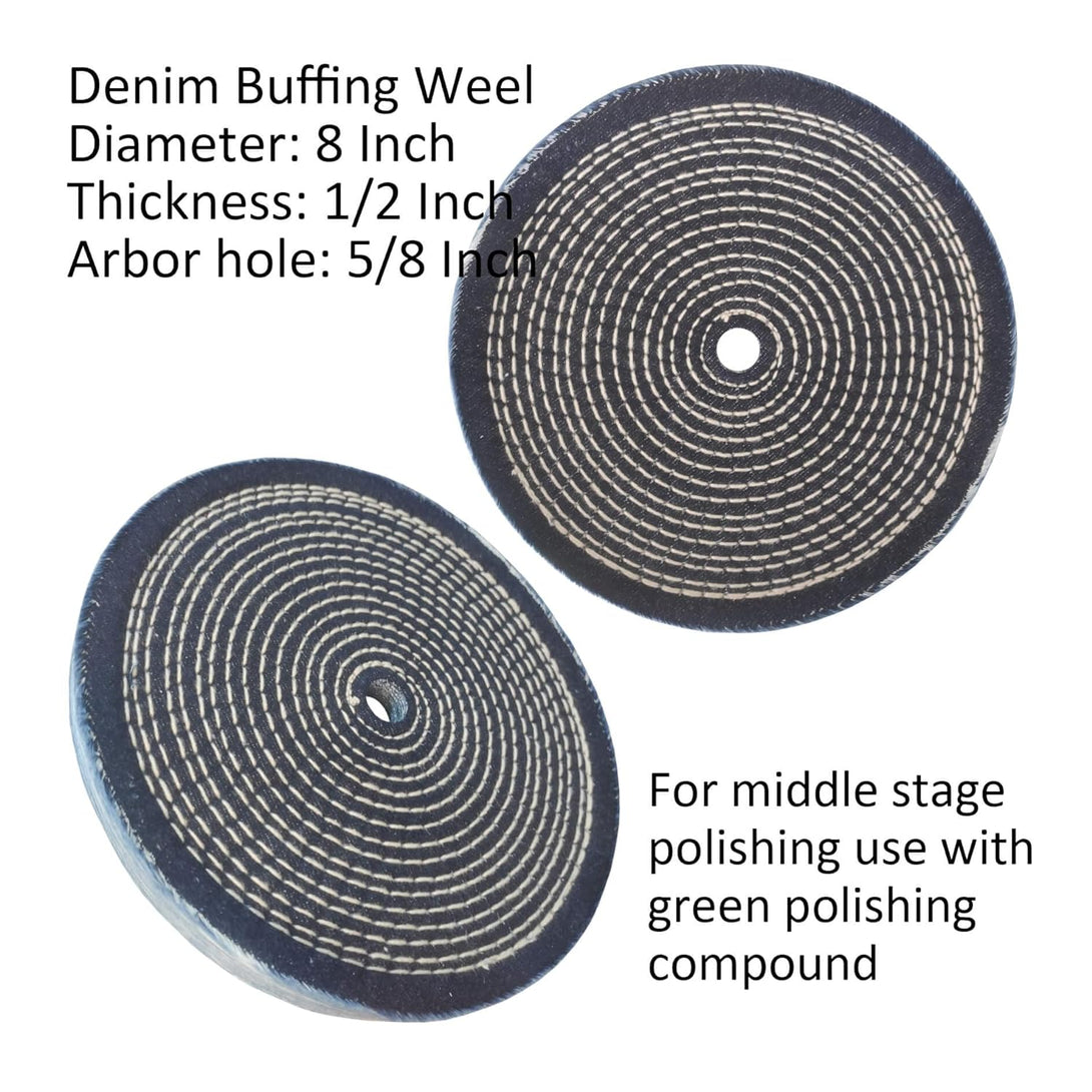 PURUI 6PC 8 Inch Stainless Steel Polishing Buffing Wheel Kit for Bench Grinder,Kit with Each 1PC 5/8 Inch Arbor Hole Sisal/Denim/Cotton Wheel and Each 1PC 100G Bar Black/Green/White Polishing Compound