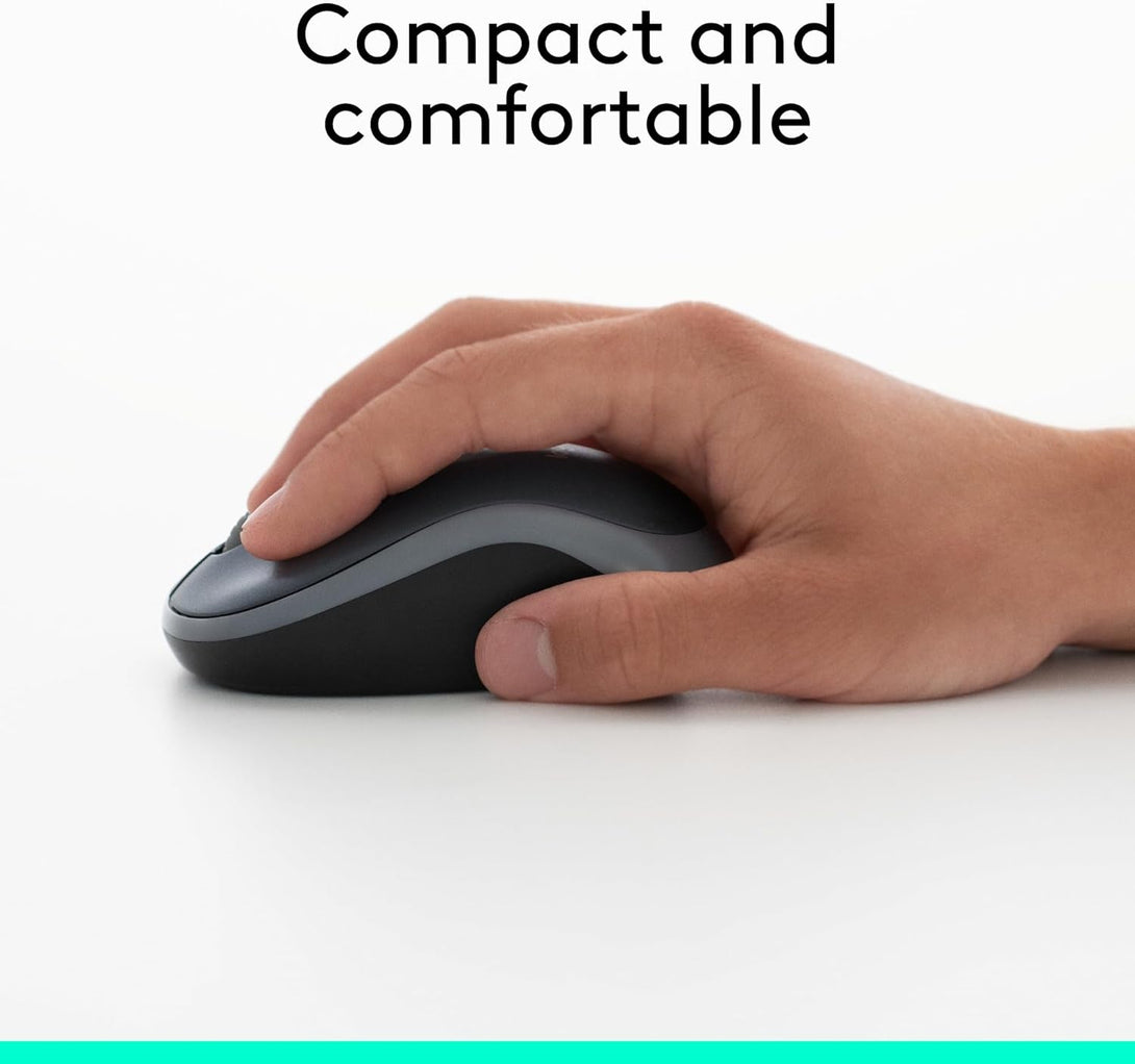 Logitech M185 Wireless Mouse, 2.4Ghz with USB Mini Receiver, 12-Month Battery Life, 1000 DPI Optical Tracking, Ambidextrous Pc/Mac/Laptop - Swift Grey