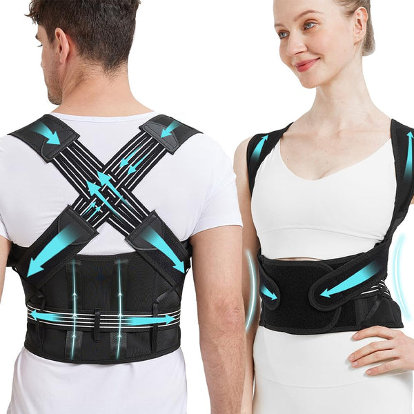 Back Brace Posture Corrector for Women and Men, Upgraded Full Back Brace Support, Adjustable Shoulder Back Support, Upper and Lower Back Pain Relief - Scoliosis, Hunchback, Hump, Thoracic, Spine Corrector (X-Large)