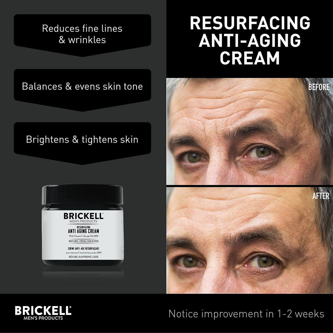 Brickell Men'S Products Resurfacing Anti-Aging Face Cream for Men, Natural and Organic Face Moisturizer, Vitamin C Cream for Wrinkles, 2 Ounce, Unscented