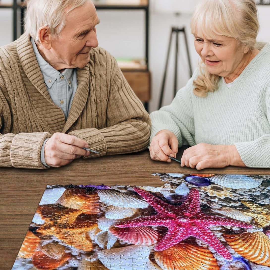 HUADADA Jigsaw Puzzles for Adults 1000 Pieces, Beach Shells Interlock Perfectly Letter on Back No Dust, Home Decor Birthday Party Toy for Men Women Elders Seniors (27.5"X19.6"), 1:1 Poster