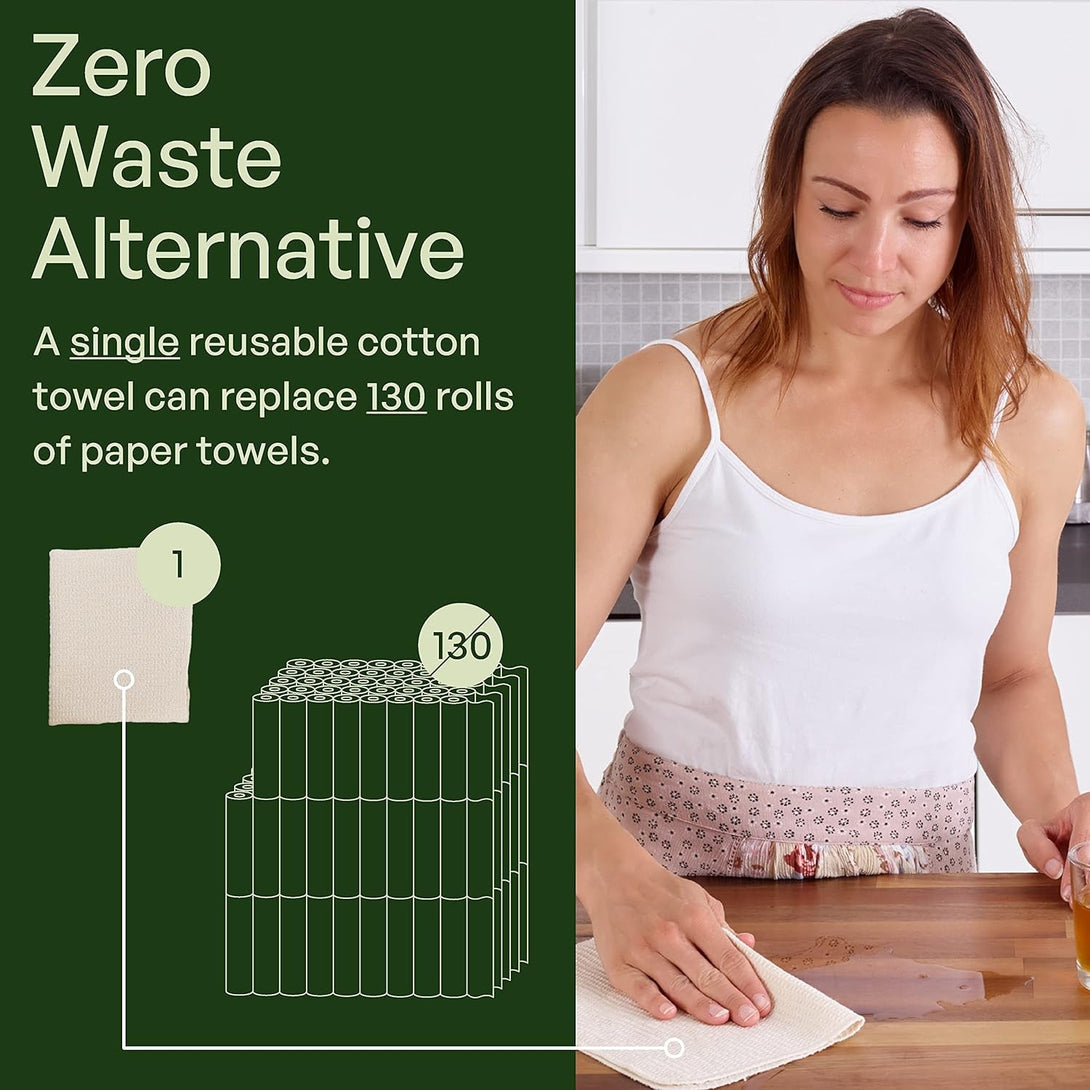20 Pack Reusable Paper Towels Washable - Nature Friendly - Organic Cotton Alternative - Thick, Strong, Paperless Kitchen Dish Cloths - Reusable Napkins - Dish Towels - Cloth Napkin - Kitchen Towels