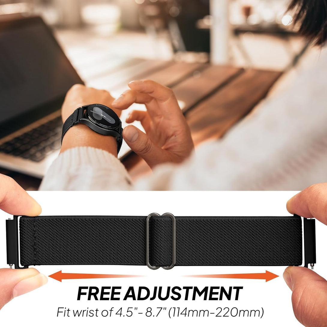 6 Pack Stretchy Bands Compatible with Samsung Galaxy Watch 7 6 5 4 40Mm 44Mm/Galaxy Watch 6 4 Classic 42Mm 46Mm 43Mm 47Mm/Galaxy 5 Pro 45Mm/Active 2, 20Mm Elastic Nylon Sport Strap for Men Women