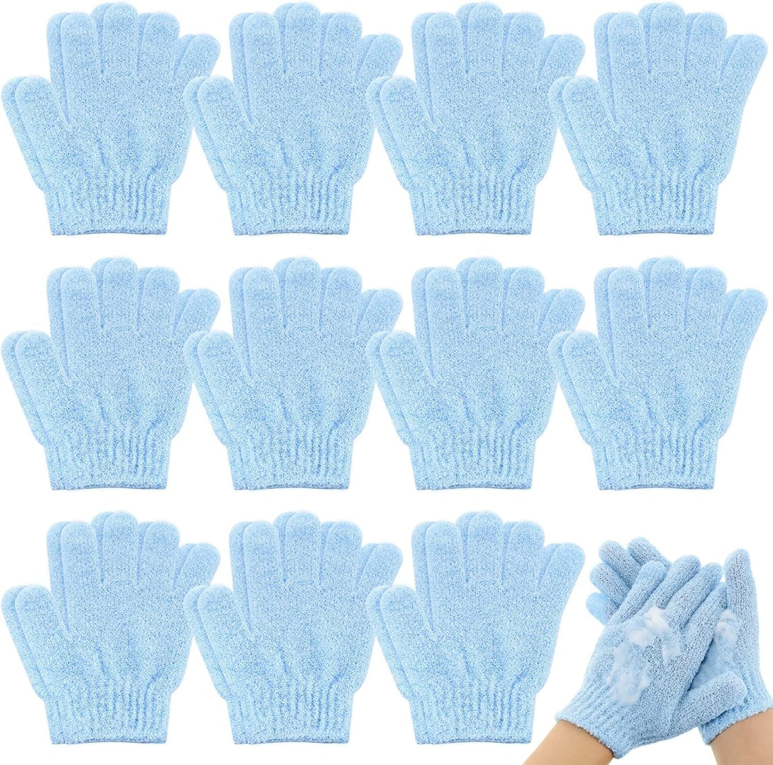 Ramede 30 Pair Exfoliating Glove Double Sided Exfoliating Bath Gloves Pack Nylon Colorful Shower for Men Women Beauty Spa Massage Shower Deep Clean Body Skin Bathing Scrubber Disposable(Sky Blue)
