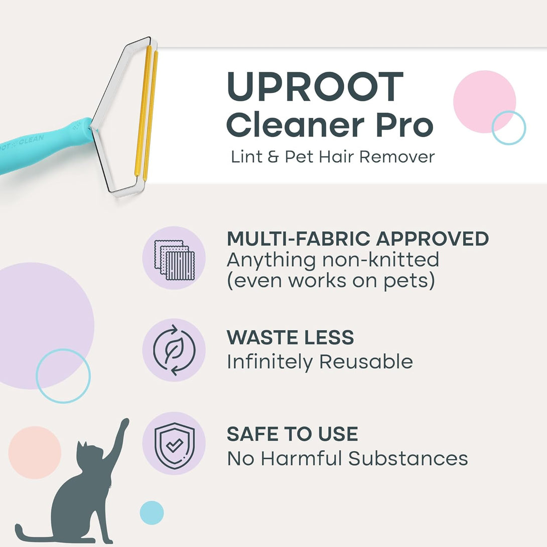 Uproot Cleaner Pro Pet Hair Remover - Special Dog Hair Remover Multi Fabric Edge and Carpet Scraper by Uproot Clean - Cat Hair Remover for Couch, Pet Towers & Rugs - Gets Every Hair!