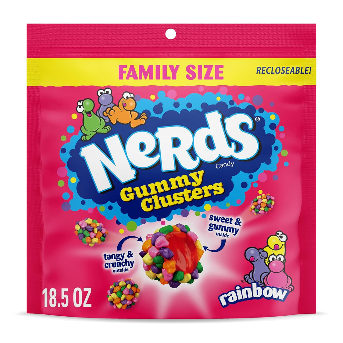 NERDS Gummy Clusters, Candy, Rainbow, Crunchy and Gummy, 18.5 Oz