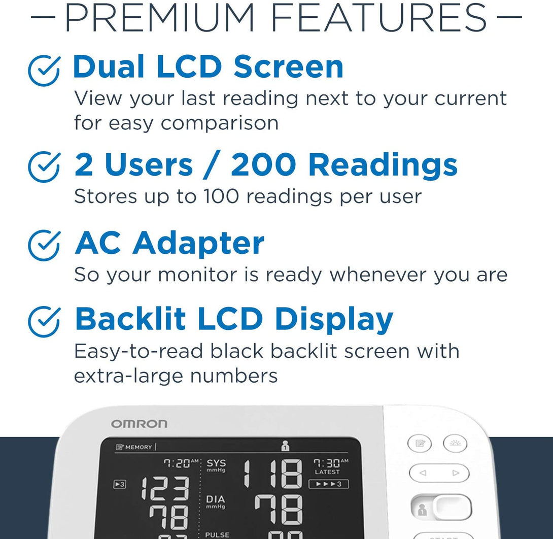 OMRON Platinum Blood Pressure Monitor, Upper Arm Cuff, Digital Bluetooth Blood Pressure Machine, Stores up to 200 Readings for Two Users (100 Readings Each)