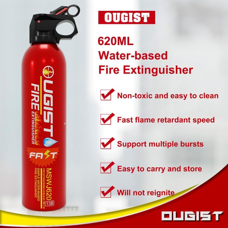 Fire Extinguisher with Mount - 4 In-1 Fire Extinguishers for the House, Portable Car Fire Extinguisher, Water-Based Fire Extinguishers(620Ml)