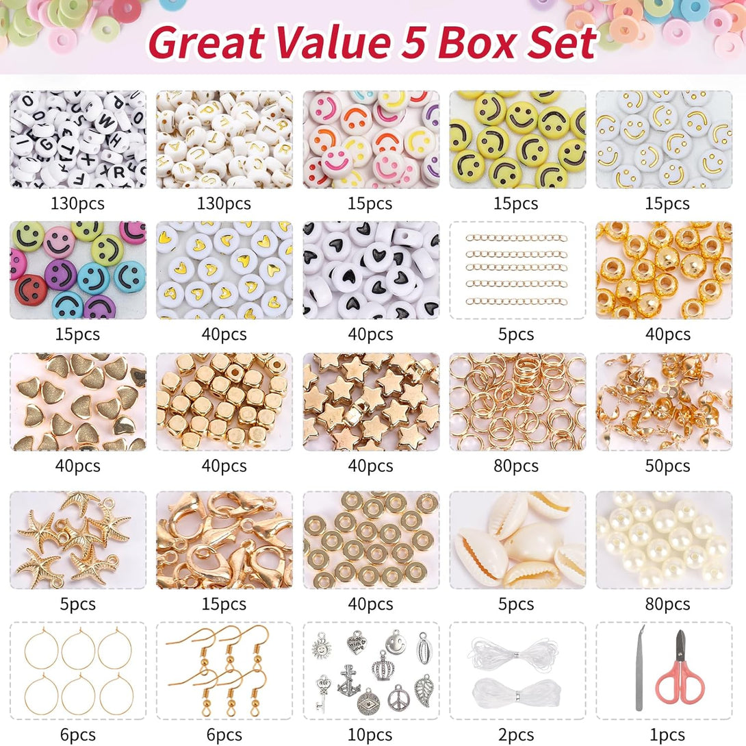 QUEFE 16860 Pcs Clay Beads Bracelet Making Kit, 128 Colors Polymer Beads Spacer Heishi Beads, Flat Preppy Beads for Jewelry Making Kit with Charms, DIY Crafts Gift