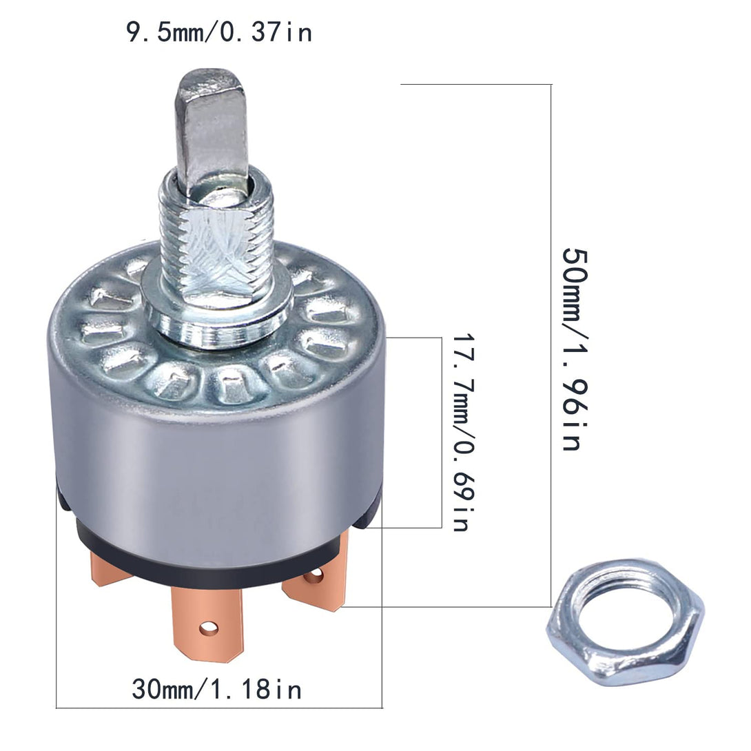 Taiss Rotary Switch 4 Position 3 Speed Fan Switch 12A 250V/16A 125V Metal Fan Heater Speed Selector Switch with Knob and Terminals F-040