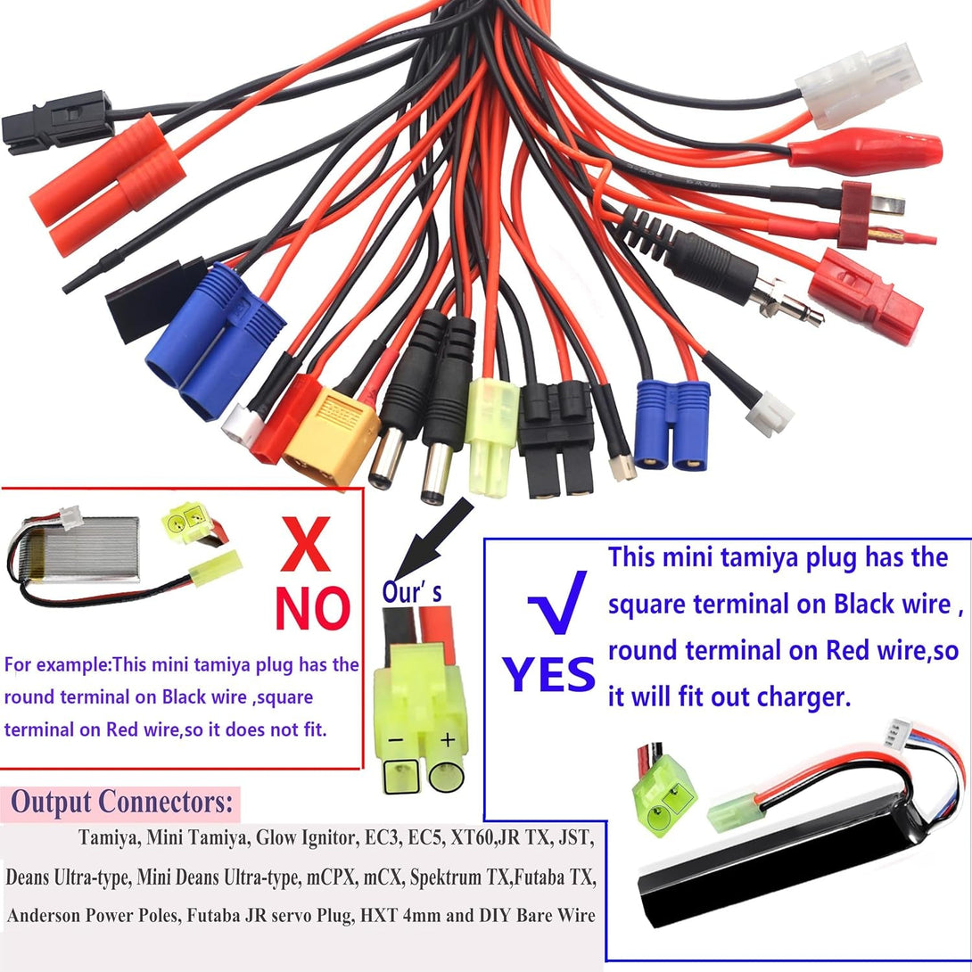 19 in 1 RC Car Truck Lipo Battery Multi Charger Adapter Lead Cable Converter Compatible with Traxxas Tamiya RC Car Truck Boat Lipo Battery Charger