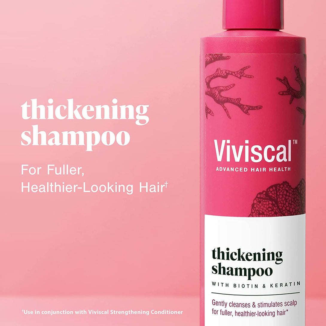 Viviscal Thickening Shampoo, Formulated with Biotin and Keratin, Fortified with Marine Collagen and Seaweed Extract, Strengthens and Reduces Breakage, Healthier Looking Hair 250Ml (8.45 Fl. Oz.)