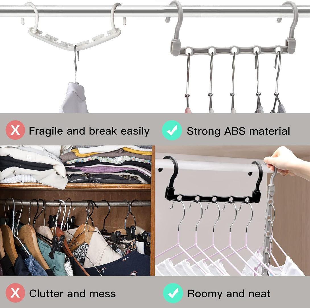 College Dorm Room Essentials Closet Organizer,12 Pack Stronger Closet Organizers and Storage Clothes Hanger with 5 Holes Closet Storage for Heavy Clothes,Magic Closet Organization Space Saving Hangers