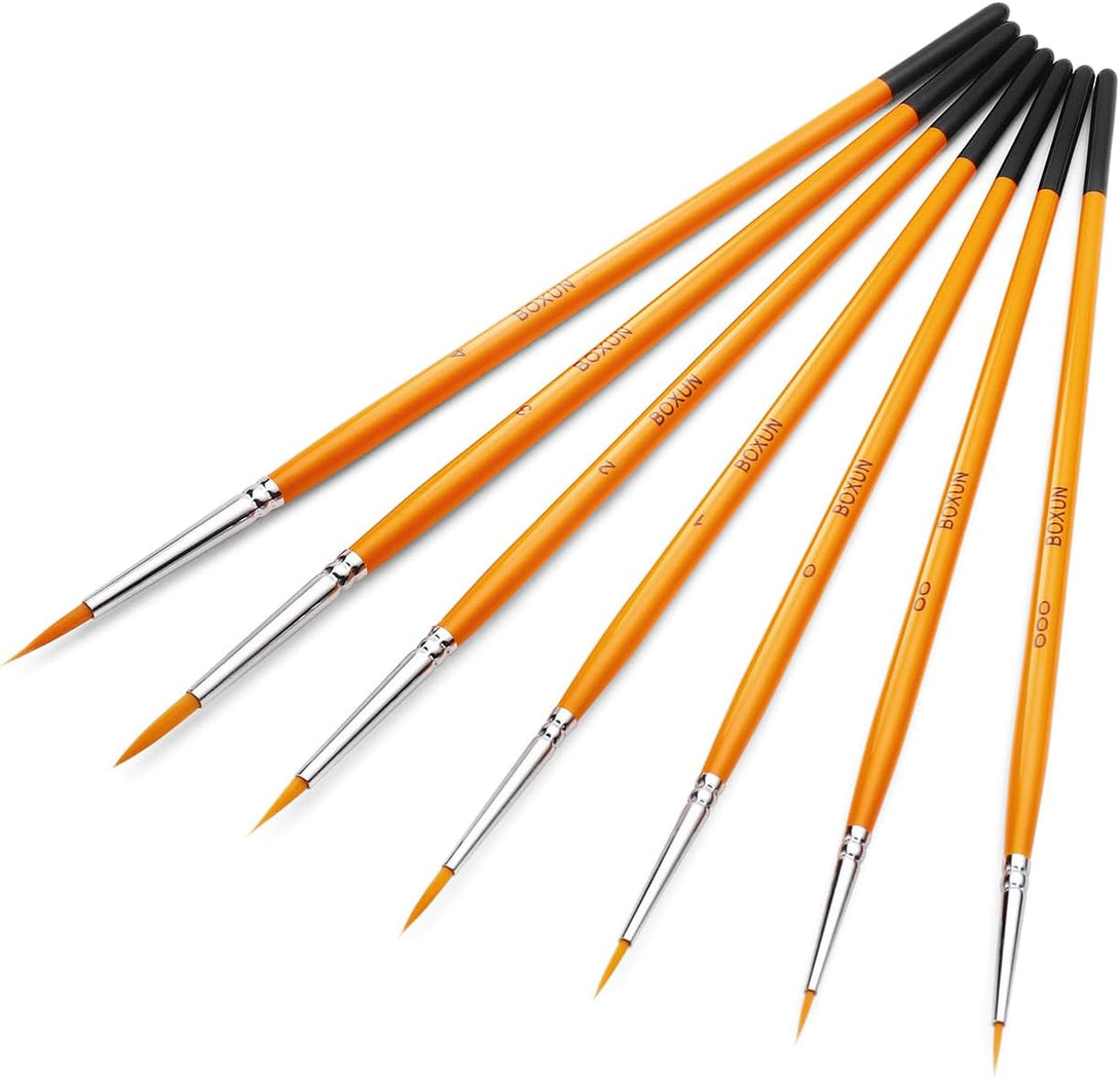 Miniature Paint Brush Set, 7 Piece Fine Detail Paint Brush for Artists, Model, Acrylic and Watercolor Paint