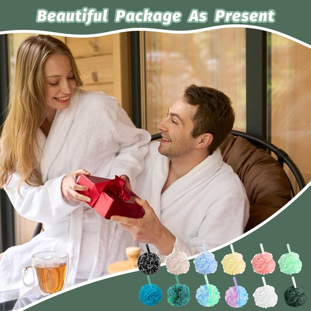 Amazerbst 4 Pack Bath Sponges Mesh Balls Shower Loofahs Wash Back Body Cleaning Scrubber Exfoliator Loofah Sponge Bathing Accessories Women Men