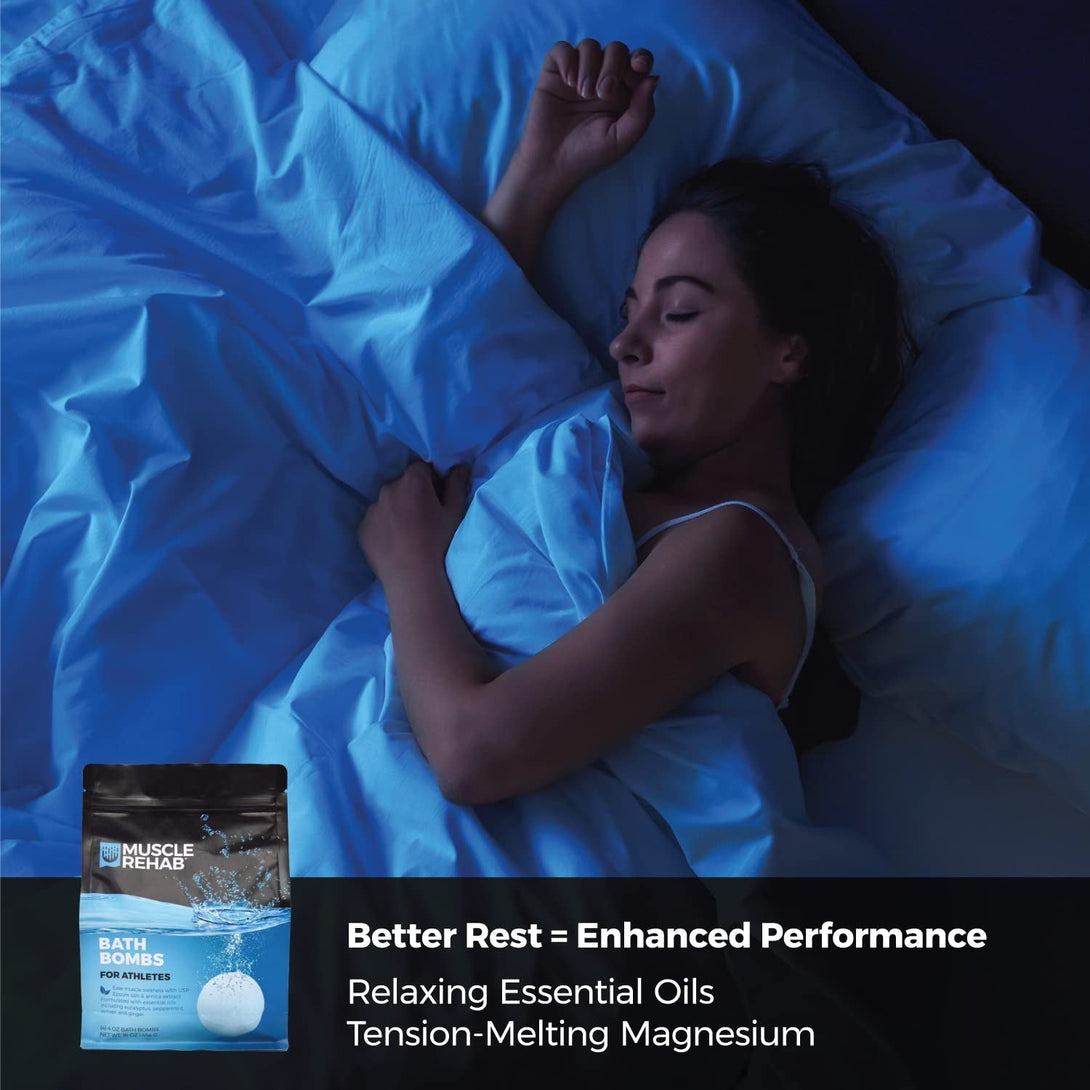 Epsom Salt Magnesium Bath Bombs – Muscle-Recovery Bath Soak for Aches & Tension with Arnica, Clary Sage, & Eucalyptus – Fast-Absorbing Muscle Soak for Exercise, Gifting, & Muscle Rehab, 4 Bombs