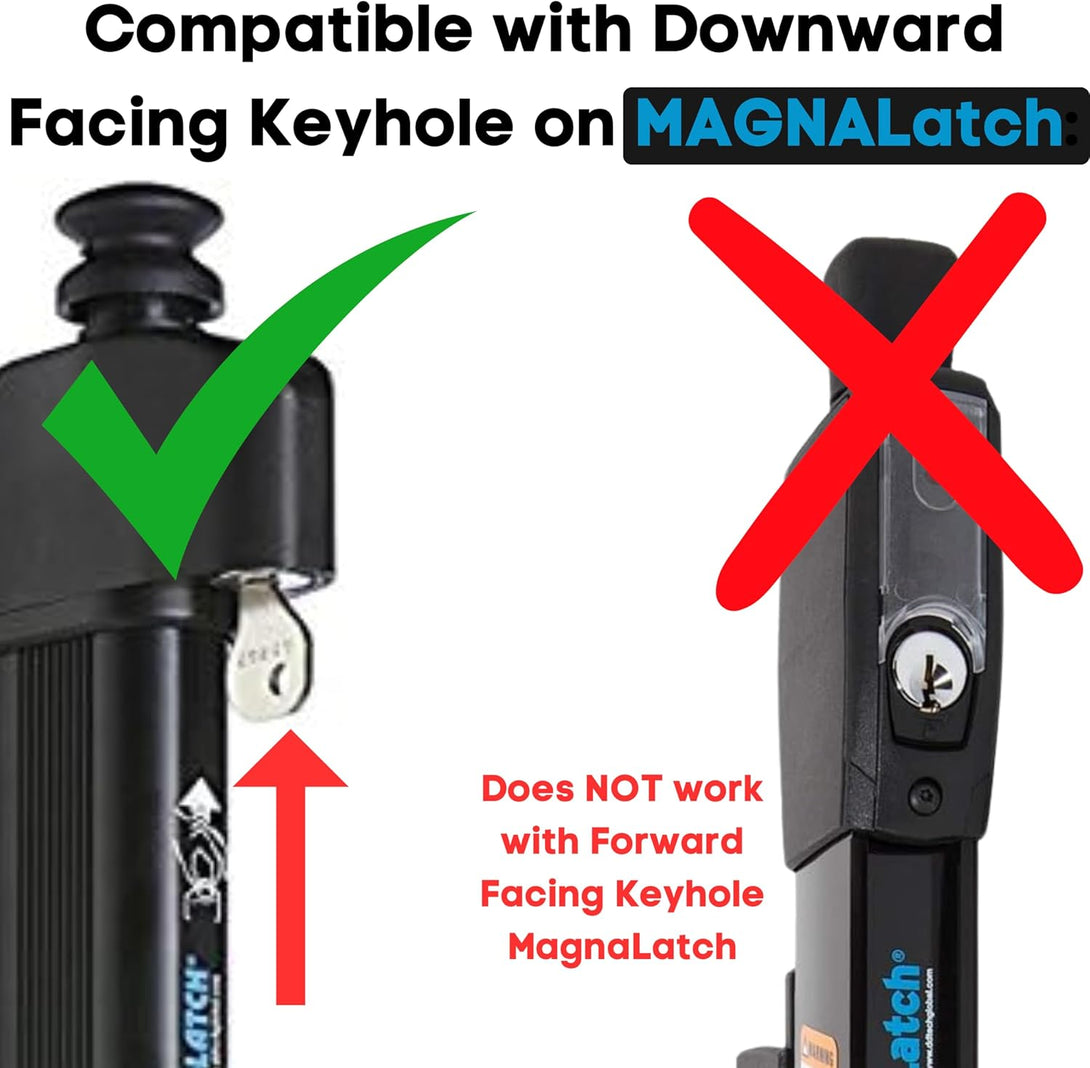 Magna Latch Key Replacement for Magna-Latch Series 2 with Downward Facing Keyhole (Old Style) - D&D Key 62462 for Magnalatch and Lokklatch Pool Gate Safety Latch Models Bundled with Key Float Keychain