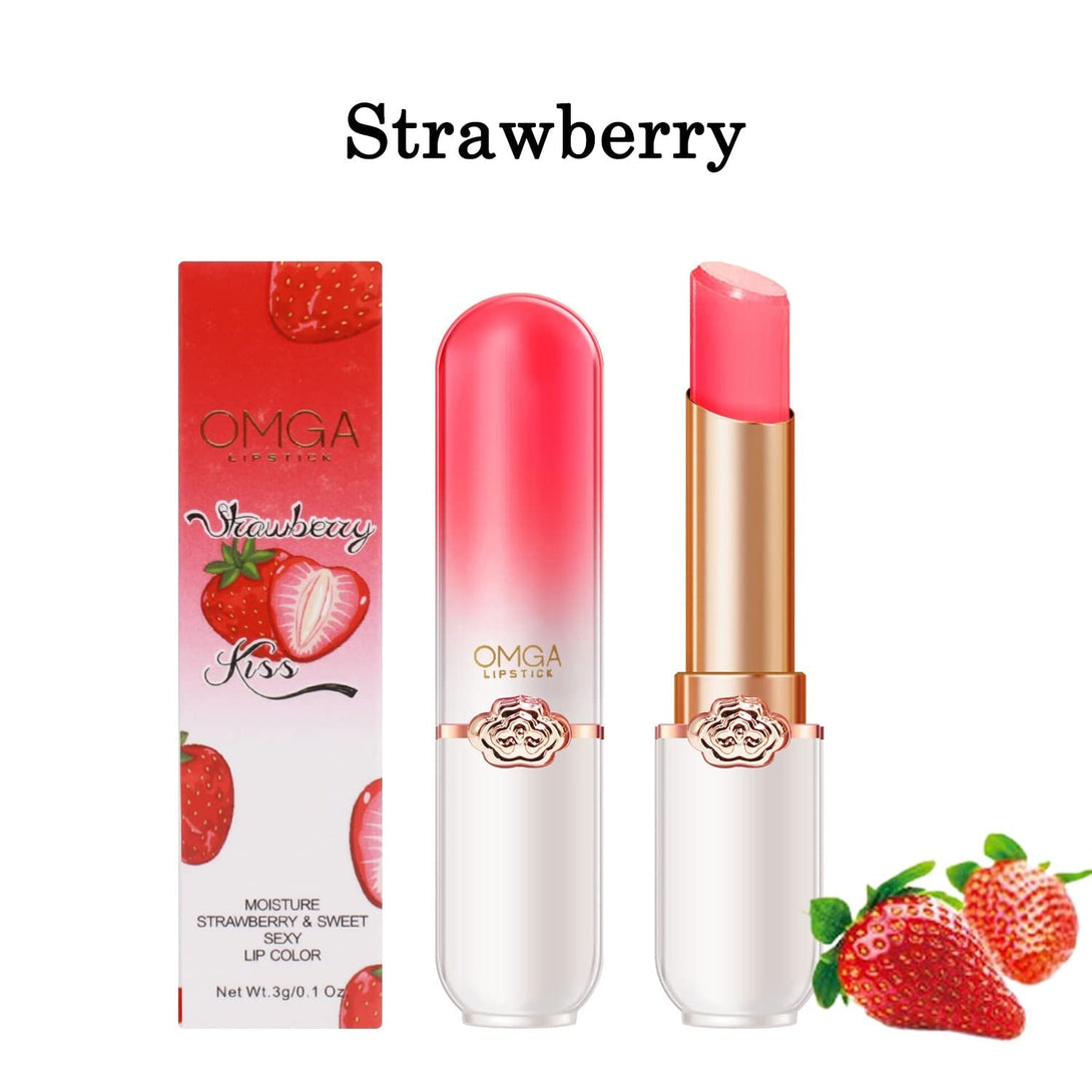 6 Pcs/Set Peach Aloe Vera Strawberry Blueberry Avocado Grape Jelly Lipstick Set Temperature Change Moisturizer Flower Lip Stick Long Lasting Nutritious Lip Balm Magic Color Change Lip Gloss