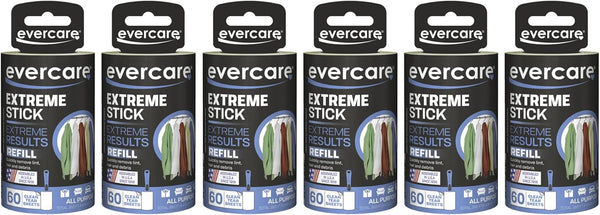 Evercare Extreme Stick, Standard Lint Roller Refill, 6 X 60 Sheet Roll (360 Total Sheets)