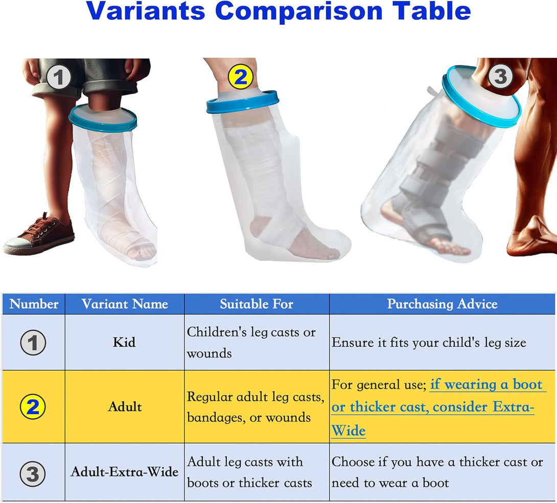 100% Waterproof Leg Cast Cover for Showering, Reusable Adult Short Leg Cast Protector, Cast Covers for Shower Leg, Cast Bag for Shower, Cast Cover for Showering Foot