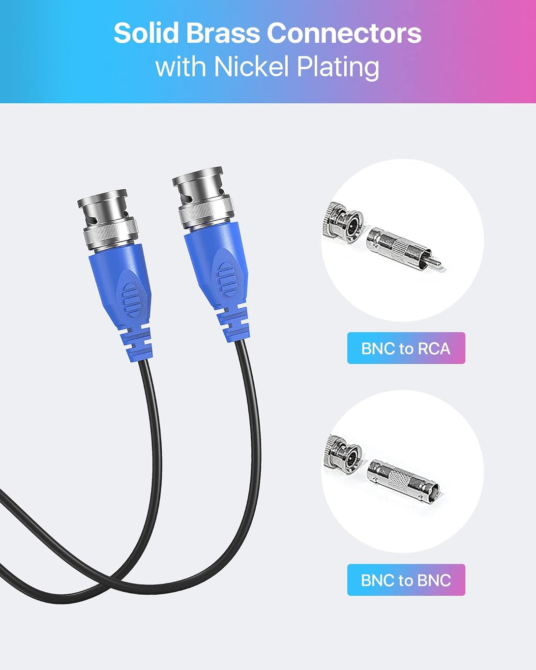 ZOSI 4 Pack 100Ft(30M) All-In-One Video Power Cables,Bnc Extension Security Camera Cable for CCTV Surveillance Camera DVR System with 4 X BNC&RCA Connector and 100Pcs Cable Clips