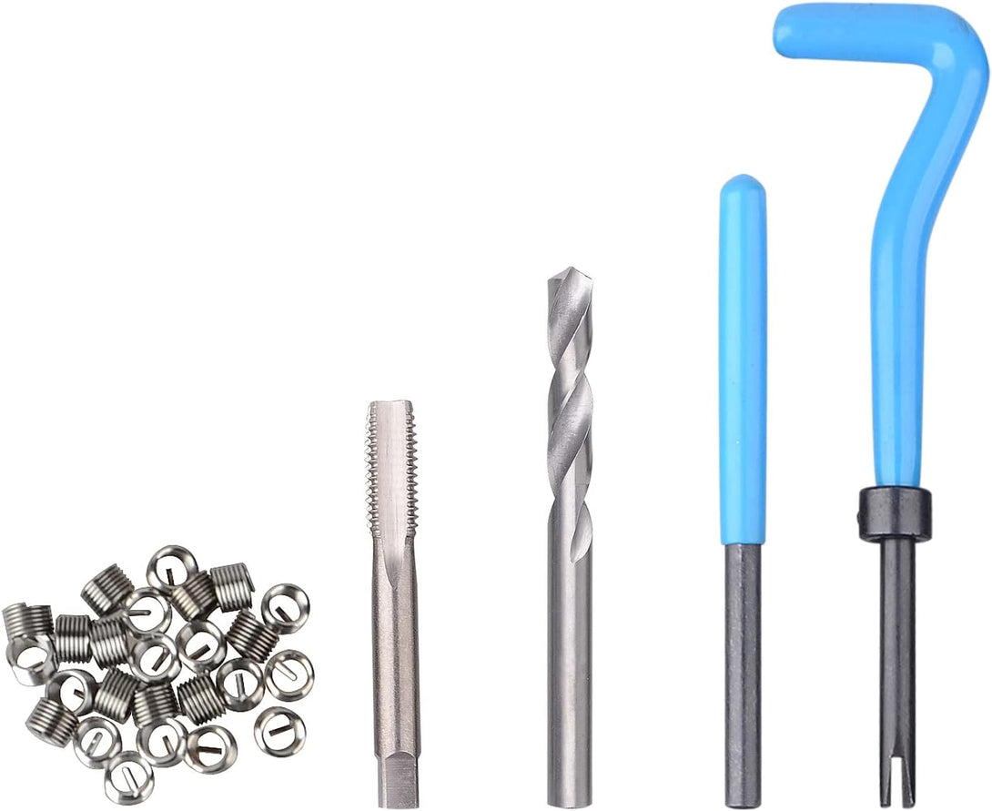 DAYUAN 131PC SAE Thread Repair Kit, HSS Drill Helicoil Kit Standard, 1/4" 5/16" 3/8" 7/16" 1/2"