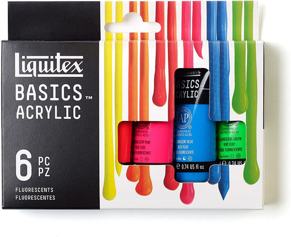 Liquitex BASICS Acrylic Paint Set, 6 X 22Ml (0.74-Oz) Tube Paint Set, Fluorescent